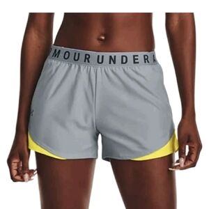 Under Armour Women's Play Up 3.0 Shorts in Gray with Yellow Accents Size L New